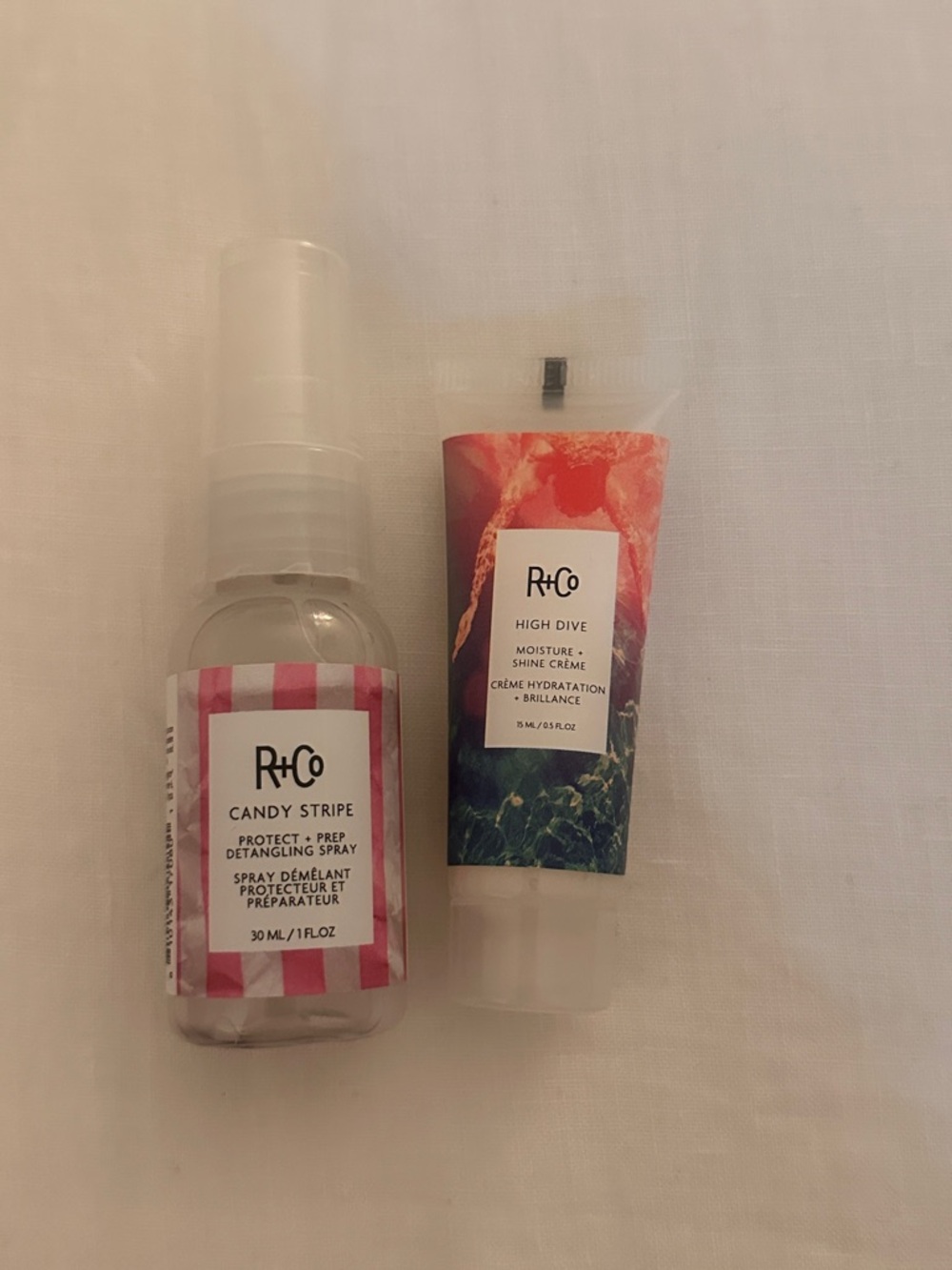 R+Co Travel Leave In Conditioner and Protect & Prep Detangling Spray Brand New